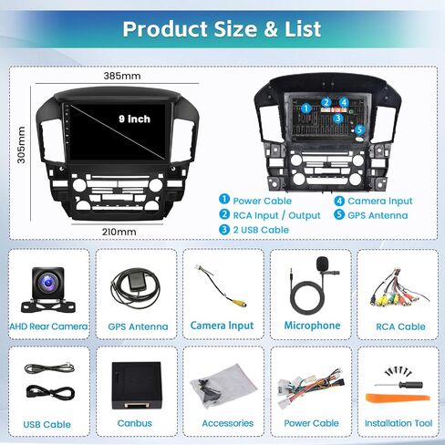 [2G+64G] ستيريو Android 13 لسيارة Lexus RX300 1998-2003 وToyota Harrier 1997-2003، راديو GPS بشاشة لمس 9 بوصات مع Carplay لاسلكي Android Auto WiFi Bluetooth RDS كاميرا احتياطية in Saudi Arabia