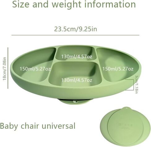 Suction Plates for Baby,Toddler Plates with Suction,Silicone Divided Kids Placemat Fits Most Highchair Trays,Microwave & Dishwasher Safe (Matcha Green) in Saudi Arabia