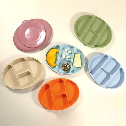 Suction Plates for Baby,Toddler Plates with Suction,Silicone Divided Kids Placemat Fits Most Highchair Trays,Microwave & Dishwasher Safe (Matcha Green) in Saudi Arabia