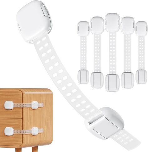 Cabinet Locks Baby Proofing (6 Pack), Adjustable Fridge Locks for Kids, 360° Rotation, Child Proof Baby Safety Locks for Kitchen Cupboards, Doors, Refrigerators, Cabinets, Drawers, Ovens, Toilet in Saudi Arabia