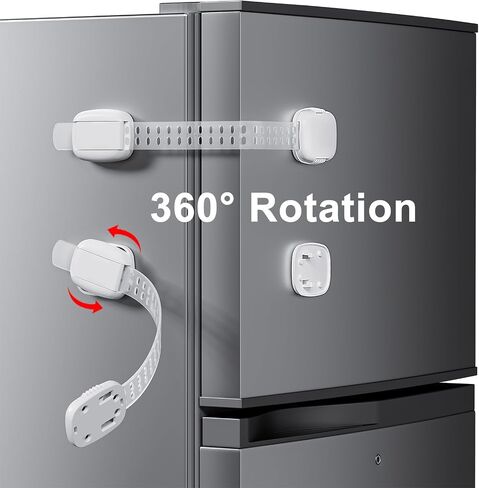 Cabinet Locks Baby Proofing (6 Pack), Adjustable Fridge Locks for Kids, 360° Rotation, Child Proof Baby Safety Locks for Kitchen Cupboards, Doors, Refrigerators, Cabinets, Drawers, Ovens, Toilet in Saudi Arabia