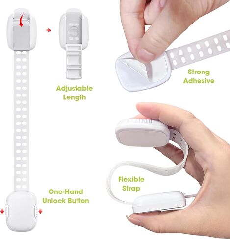 Cabinet Locks Baby Proofing (6 Pack), Adjustable Fridge Locks for Kids, 360° Rotation, Child Proof Baby Safety Locks for Kitchen Cupboards, Doors, Refrigerators, Cabinets, Drawers, Ovens, Toilet in Saudi Arabia