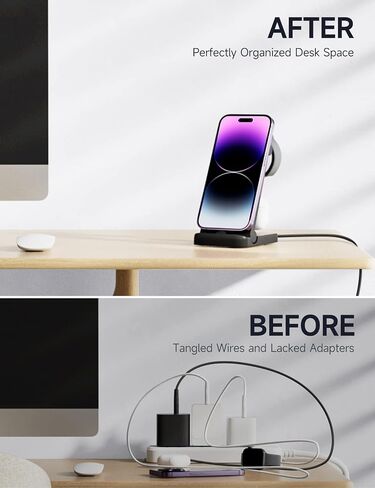 3 in 1 Charging Station with 18W Wall Adapter, Portable Foldable Travel Charger Stand for Multiple Devices, Fast Charge Compatible with iPhone, iWatch, AirPods in Saudi Arabia