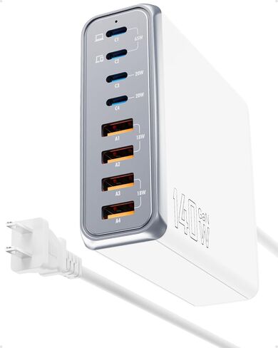 140W USB C Charger Block, 8-port USB C Fast Charging Station, 65W USB C Laptop Charging Hub Compatible with iPhone, MacBook, Galaxy, iPad,and More (K44, Black) in Saudi Arabia