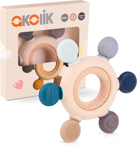 akolik Baby Teething Toys, Teething Relief Toy, BPA Free Baby Chew Toys Infant Toys Newborn Accessories, Teethers for Babies 0-3-6-9-12 Months Old Boys Girls in Saudi Arabia