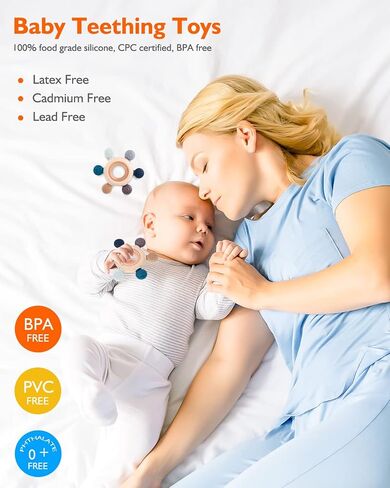 akolik Baby Teething Toys, Teething Relief Toy, BPA Free Baby Chew Toys Infant Toys Newborn Accessories, Teethers for Babies 0-3-6-9-12 Months Old Boys Girls in Saudi Arabia