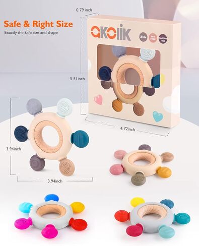 akolik Baby Teething Toys, Teething Relief Toy, BPA Free Baby Chew Toys Infant Toys Newborn Accessories, Teethers for Babies 0-3-6-9-12 Months Old Boys Girls in Saudi Arabia
