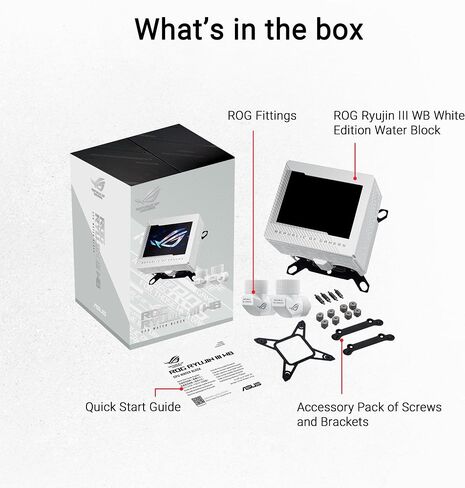 كتلة المياه لوحدة المعالجة المركزية ASUS ROG RYUJIN III WB WHT - Intel® LGA 1700، 1200، 115X - مقبس AMD AM4، AM5 - لوحة Asetek النحاسية الباردة in Kuwait