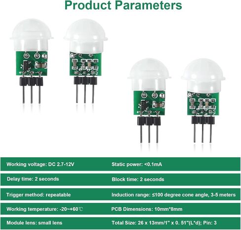 6PCS AM312 Mini Human Sensor Module, HC-SR312 Pyroelectric Infrared PIR Motion Automatic Detector DC 2.7 to 12V with 10pin Wire for Arduino in Saudi Arabia