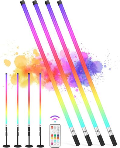 4 حزمة شريط إضاءة LED لاسلكي RGB مع حامل بطارية 4800 مللي أمبير في الساعة RGBW 3000-6500K CCT Studio LED ضوء فيديو عصا لأضواء المسرح لأحداث حفلات الرقص DJ (3.3 قدم) in Kuwait