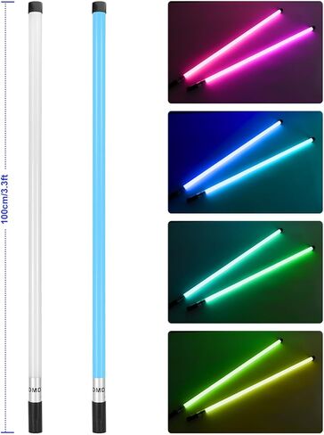 4 حزمة شريط إضاءة LED لاسلكي RGB مع حامل بطارية 4800 مللي أمبير في الساعة RGBW 3000-6500K CCT Studio LED ضوء فيديو عصا لأضواء المسرح لأحداث حفلات الرقص DJ (3.3 قدم) in Kuwait