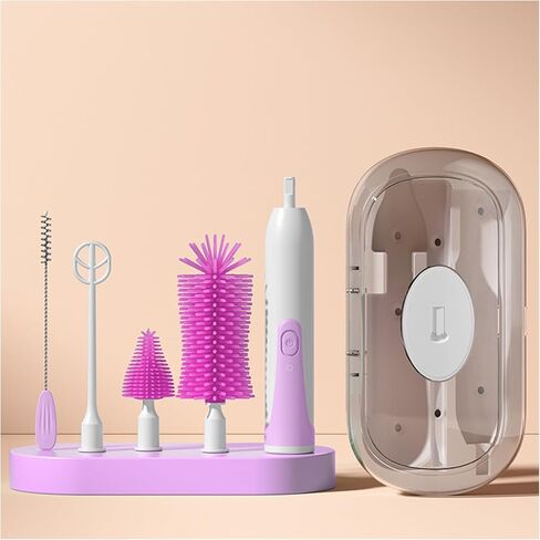 Electric Bottle Brush Cleaner,2 Mode & 360° Rotation Electric Baby Bottle Brush, Baby Bottle Brush Travel Set，Silicone Bottle/Straw/Pacifier Brush(Green) in Saudi Arabia