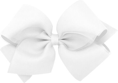 Wee Ones Girls' Grosgrain Hair Bows with Organza Overlay on a WeeStay Clip, King, White in Saudi Arabia