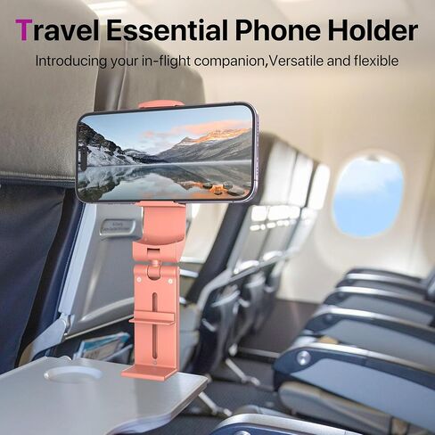 Airplane Travel Phone Holder: Hands Free Viewing with Multi-Directional Dual 360 Degree Rotation,Travel Accessories Must Haves Phone Holder for Flying,Table or Outdoor,Travel Essentials for Flying in Kuwait