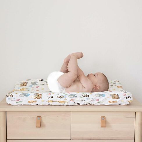 Baby Safari Animals Ship Rainbow Sun Changing Pad Covers Zoo Animal Flower Leaves Diaper Change Table Sheets for Boy Girl Lion Elephant Giraffe Panda Soft Stretchy Fitted Changing Table Mat 32''x16'' in Saudi Arabia