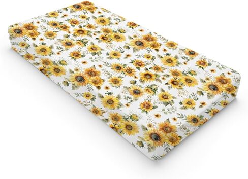 Watercolor Yellow Sunflowers Changing Pad Covers Boho Sunflowers Leaves Baby Changing Table Sheets for Boy Girl Summer Wild Floral Soft Breathable Stretchy Diaper Changing Table Mats 32''x16'' in Saudi Arabia