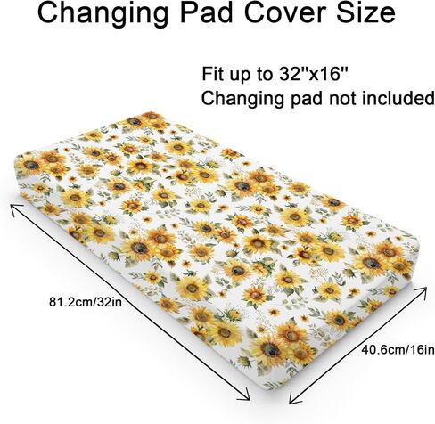 Watercolor Yellow Sunflowers Changing Pad Covers Boho Sunflowers Leaves Baby Changing Table Sheets for Boy Girl Summer Wild Floral Soft Breathable Stretchy Diaper Changing Table Mats 32''x16'' in Saudi Arabia