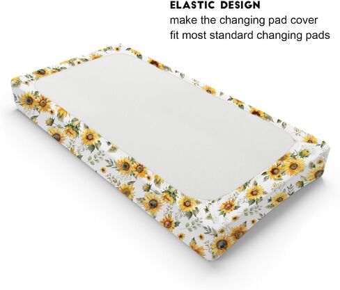 Watercolor Yellow Sunflowers Changing Pad Covers Boho Sunflowers Leaves Baby Changing Table Sheets for Boy Girl Summer Wild Floral Soft Breathable Stretchy Diaper Changing Table Mats 32''x16'' in Saudi Arabia