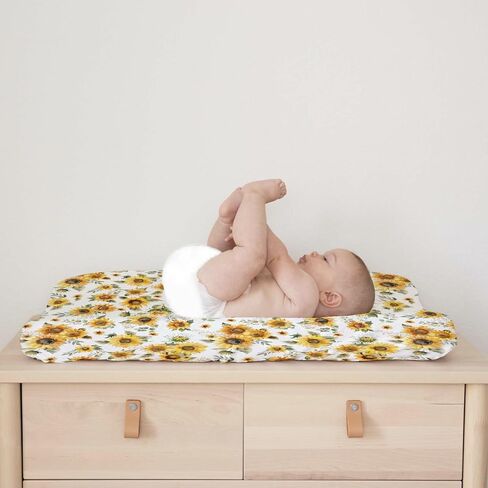 Watercolor Yellow Sunflowers Changing Pad Covers Boho Sunflowers Leaves Baby Changing Table Sheets for Boy Girl Summer Wild Floral Soft Breathable Stretchy Diaper Changing Table Mats 32''x16'' in Saudi Arabia