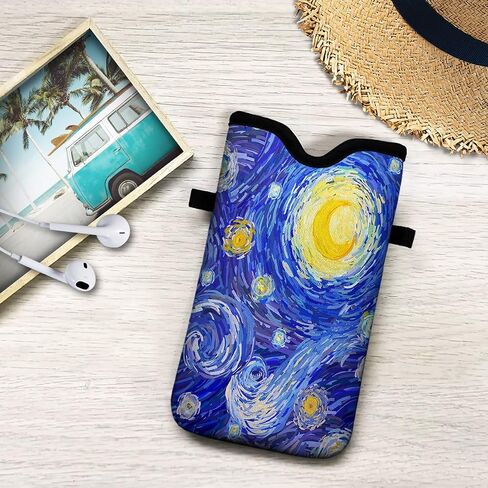Universal Neoprene Cell Phone Pouch 7.1 X 4 in Mobile Protection Case Bag with Crossbody Strap/Neck Lanyard Luxury Flowers Leaf Printed Pattern in Saudi Arabia