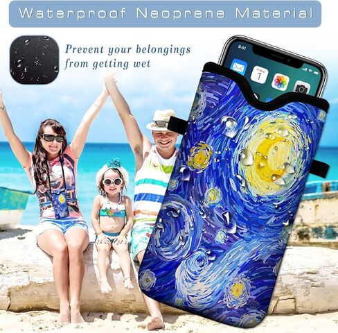 Universal Neoprene Cell Phone Pouch 7.1 X 4 in Mobile Protection Case Bag with Crossbody Strap/Neck Lanyard Luxury Flowers Leaf Printed Pattern in Saudi Arabia