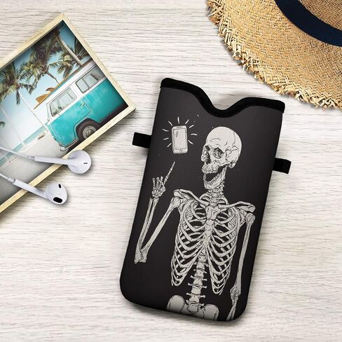 Universal Neoprene Cell Phone Pouch 7.1 X 4 in Mobile Protection Case Bag with Crossbody Strap/Neck Lanyard Luxury Flowers Leaf Printed Pattern in Saudi Arabia