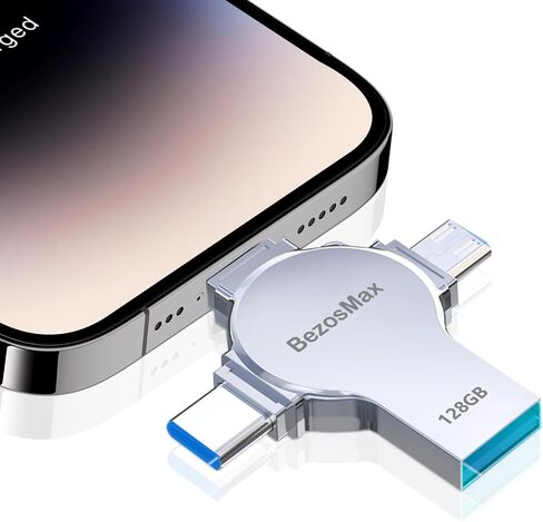 محرك أقراص فلاش USB صغير 4 في 1 سعة 256 جيجابايت، عصا صور عالية السرعة، عصا ذاكرة عالية السعة، محرك إبهام محمول، محرك أقراص فلاش USB خارجي للتخزين لجميع الهواتف الذكية/الكمبيوتر المحمول/الكمبيوتر الشخصي in Saudi Arabia