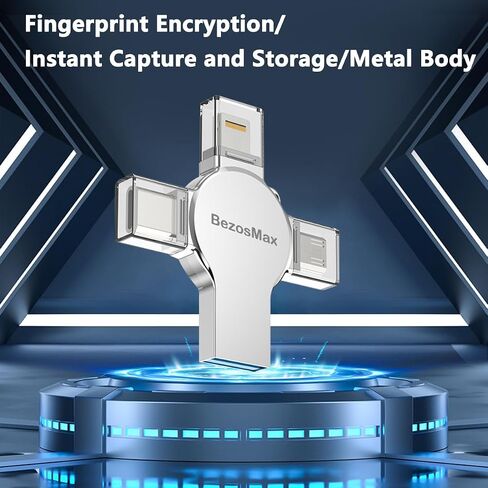 محرك أقراص فلاش USB صغير 4 في 1 سعة 256 جيجابايت، عصا صور عالية السرعة، عصا ذاكرة عالية السعة، محرك إبهام محمول، محرك أقراص فلاش USB خارجي للتخزين لجميع الهواتف الذكية/الكمبيوتر المحمول/الكمبيوتر الشخصي in Saudi Arabia