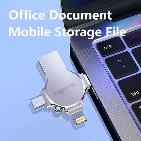 محرك أقراص فلاش USB صغير 4 في 1 سعة 256 جيجابايت، عصا صور عالية السرعة، عصا ذاكرة عالية السعة، محرك إبهام محمول، محرك أقراص فلاش USB خارجي للتخزين لجميع الهواتف الذكية/الكمبيوتر المحمول/الكمبيوتر الشخصي in Saudi Arabia