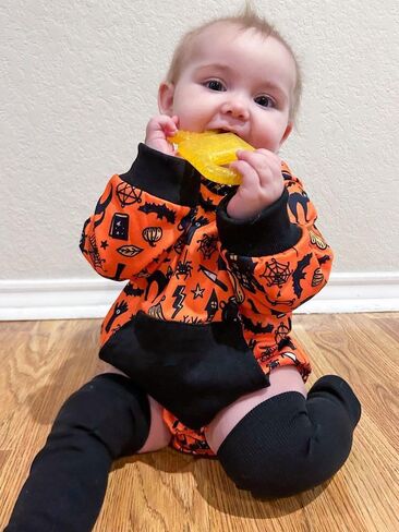 Unutiylo Baby Halloween Outfits Newborn Hooded Romper Baby Sweatshirt Long Sleeve Fall Winter Outfit With Matching Socks in Saudi Arabia