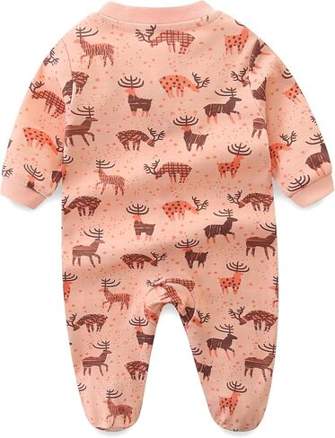 Newborn Outfit Boy Girl Footie Cotton Long Sleeve Animal Printed Going Home Baby Romper in Saudi Arabia