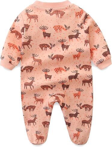Newborn Outfit Boy Girl Footie Cotton Long Sleeve Animal Printed Going Home Baby Romper in Saudi Arabia