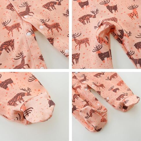 Newborn Outfit Boy Girl Footie Cotton Long Sleeve Animal Printed Going Home Baby Romper in Saudi Arabia
