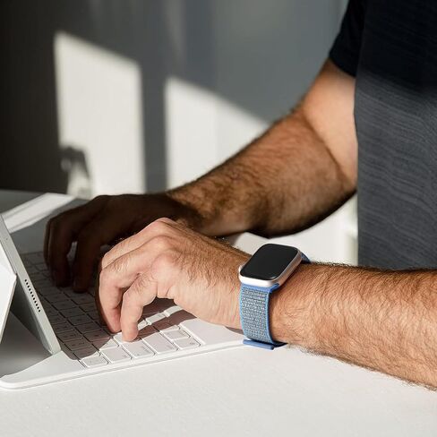 حزام حلقة من النايلون الرياضي الناعم وجيد التهوية متوافق مع أحزمة ساعة Apple 38/40/41 مم، 42/44/45/49 مم، أشرطة قابلة للتعديل للنساء والرجال لسلسلة IWatch SE 9/8/7/6/5/4/3/2/ 1 عبوة الترا 8 قطع in Kuwait