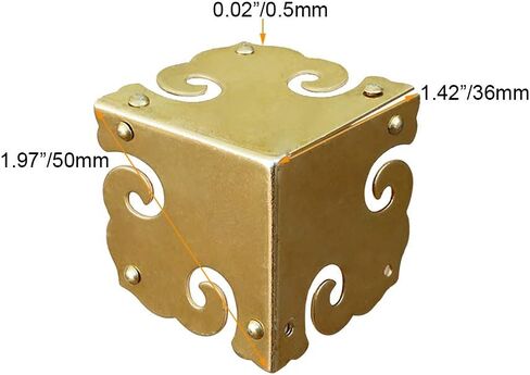 4Pcs Vintage Pure Brass Corner Protectors Antique Hardware Desk Edge Wooden Jewelry Gift Box Cabinet Three Sides Full Encase Corner Guard (Antique Bronze) in Saudi Arabia