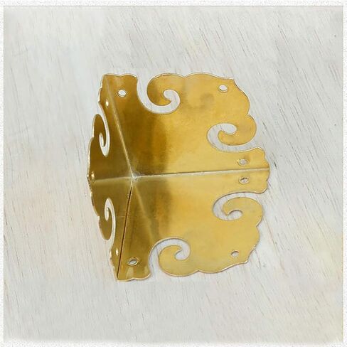 4Pcs Vintage Pure Brass Corner Protectors Antique Hardware Desk Edge Wooden Jewelry Gift Box Cabinet Three Sides Full Encase Corner Guard (Antique Bronze) in Saudi Arabia