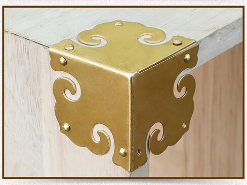 4Pcs Vintage Pure Brass Corner Protectors Antique Hardware Desk Edge Wooden Jewelry Gift Box Cabinet Three Sides Full Encase Corner Guard (Antique Bronze) in Saudi Arabia