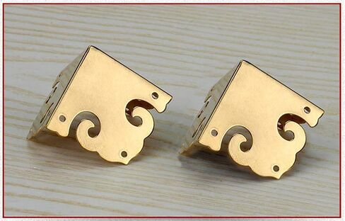 4Pcs Vintage Pure Brass Corner Protectors Antique Hardware Desk Edge Wooden Jewelry Gift Box Cabinet Three Sides Full Encase Corner Guard (Antique Bronze) in Saudi Arabia