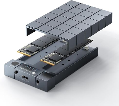 Yottamaster Dual M.2 NVMe Offline Clone Duplicator، 10 جيجابت في الثانية من الألومنيوم M.2 NVMe Cloner USB C إلى NVME SSD لحجم NVMe PCIe 2230/2242/2260/2280 (حتى 8 تيرابايت) in Saudi Arabia