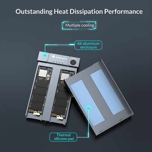 Yottamaster Dual M.2 NVMe Offline Clone Duplicator، 10 جيجابت في الثانية من الألومنيوم M.2 NVMe Cloner USB C إلى NVME SSD لحجم NVMe PCIe 2230/2242/2260/2280 (حتى 8 تيرابايت) in Saudi Arabia