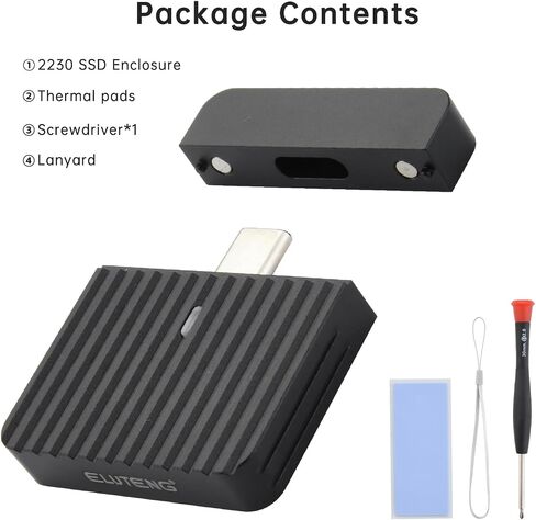 ELUTENG M.2 2230 NVMe SSD Enclosure USB Type-C 3.2 Gen2 External Hard Drive Case 10Gbps Direct-Attached Wireless USB C NVMe SSD Enclosure Adapter High Heat Dissipation for M-Key SSD in Saudi Arabia