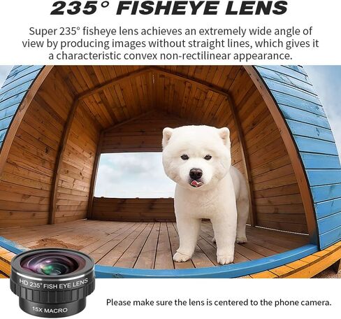 مجموعة عدسات 4 في 1 لأجهزة iPhone وAndroid، عدسة ماكرو 12X/15X (عدستين) + عدسة زاوية واسعة 0.4X + عدسة عين السمكة 235 درجة، عدسة كاميرا الهاتف، اللون أسود in Kuwait