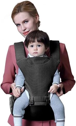 Baby Carrier with hip seat Newborn to Toddler, 8 in 1 Waist & Lumber Support, Breathable Airflow Head Cover, Ergonomic M position, Infant Carrier Backpack All season Lightweight, Waist belt 52.36 inch in Saudi Arabia