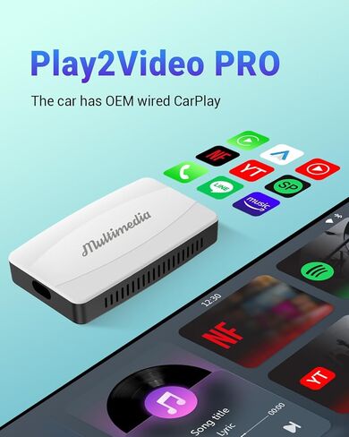 محول Play2video-pro اللاسلكي Carplay/Android Auto 3 في 1 مدمج في تدفق Netflix YouTube IPTV للسيارات السلكية في المصنع مع تحديث Carplay Onine in Kuwait