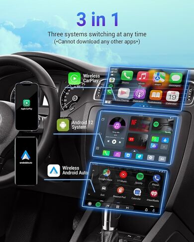 محول Play2video-pro اللاسلكي Carplay/Android Auto 3 في 1 مدمج في تدفق Netflix YouTube IPTV للسيارات السلكية في المصنع مع تحديث Carplay Onine in Kuwait