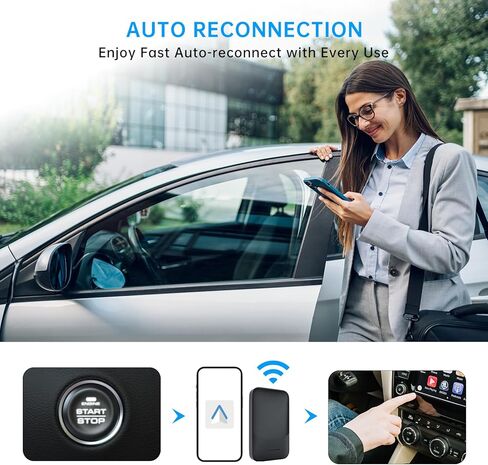 محول سيارة Kello Wireless Android Auto، التوصيل والتشغيل اللاسلكي Android Auto Dongle لهواتف Android، مناسب لعام 2015 وما فوق السيارات يحول Android Auto السلكي إلى لاسلكي (أسود) in Kuwait