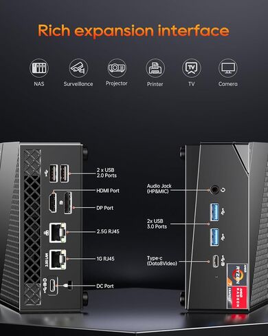 AMD Ryzen 7 5800U Mini PC Windows 11 32GB DDR4 1T NVMe SSD Mini Computers (8C/16T, up to 4.4Ghz), 4K Triple Display Mini Gaming PC BT5.2/WiFi 6/2.5G LAN in Saudi Arabia