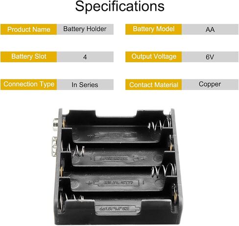 8 PCS 4 AA Battery Holder 6V Battery Case Box with Snap Connector 2-Pin Converter Wire I-Type, 4 Slots Battery Holder for LED Light Strip RC Car Safe, Plastic Battery Box in Saudi Arabia