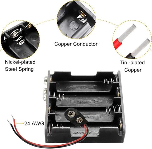 8 PCS 4 AA Battery Holder 6V Battery Case Box with Snap Connector 2-Pin Converter Wire I-Type, 4 Slots Battery Holder for LED Light Strip RC Car Safe, Plastic Battery Box in Saudi Arabia