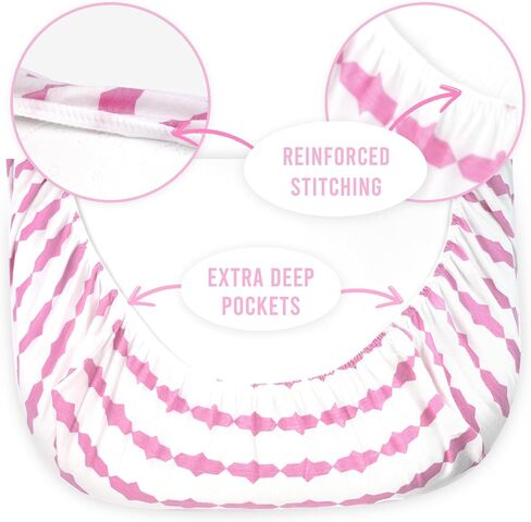 5 Pack Bedside Sleeper Bassinet Fitted Sheets, Organic Cotton, 33x20x4 Inches, Compatible with Pads size between 17-21" in Width, X 29-33" in Length, and 1.5-4’’ Thick (Grey) in Saudi Arabia